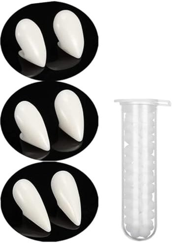3 paires Kit de Dent de Vampire,Crocs Personnalisés Dents de Vampire Faux Dentiers avec 1 Tube Adhésif de Granules de Dents pour Accessoires de Fête de Cosplay Crocs de Fête d'Halloween13/15/17 mm