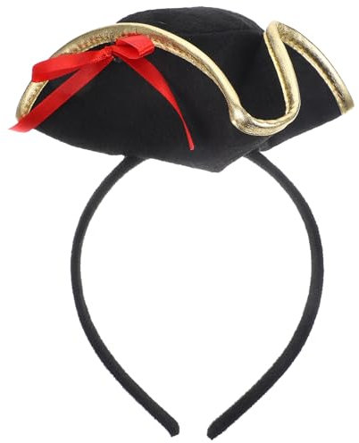 Ciieeo Bandeau chapeau de pirate d'Halloween : mini cylindre de pirate noir serre-tête chapeau de pirate pour Halloween fête costumée à thème pirate