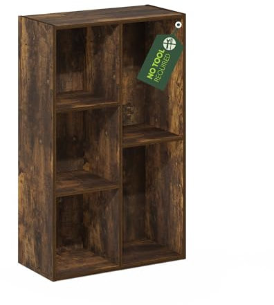 Furinno Luder 5-Cube Scaffale aperto senza montaggio di attrezzi, Pino Ambrato