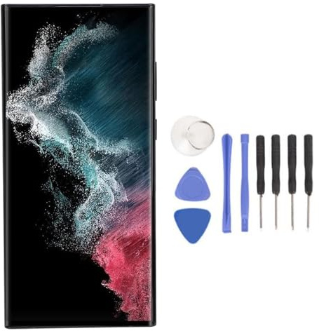 Garsent 6,67 Pouces AMOLED pour S22 Ultra, écran LCD LED Numériseur à écran Tactile S22 Ultra 5G SM S908U S908U1 G908A S908W, écran LCD avec Cadre, Digitale, Version