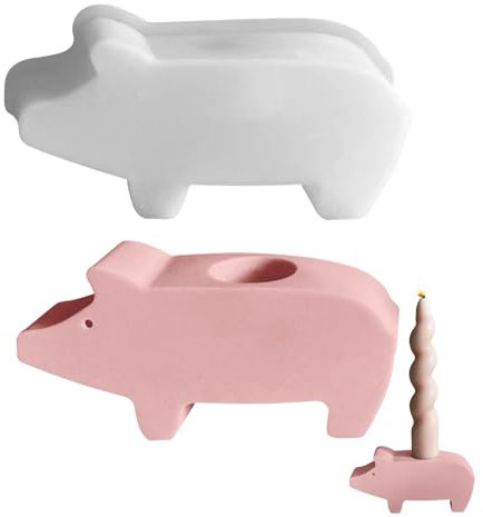 Silikonformen Gießformen, Silikonform Kerzenhalter Schwein Gips Zum Gießen Silikonform Schwein Giessformen Silikon Gießform Schwein Gießformen Silikon Gießform Kerzenhalter für Weihnachten (1pc)