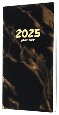 Nogeqi Schwarz Taschenkalender 2025 Klein, Kalender 2025 a6, Terminkalender a6, Buchkalender, Wochenplaner, Terminplaner 2025 Kalenderbuch Agenda Planner (17.3 x 9.4 Cm)