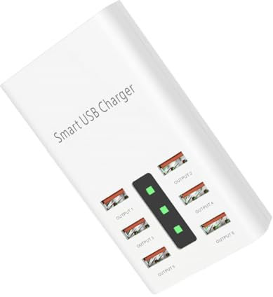 DOITOOL Ladebuchse Charger Ladeversorgung Zeitschaltuhren Für Steckdosen USB-ladegerät Mit Mehreren Anschlüssen Ladestation Telefon Steckdose Telefon Ladeanschluss Handyladegerät STK Weiß