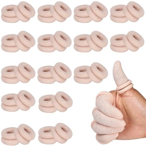 Thumb Bandage Finger Bandages 30 PCS Tubular Finger Stall Bandage Cotton Finger Cots Elastic Fingertip Protectors for Sprains Sports Kitchen Gardening Work