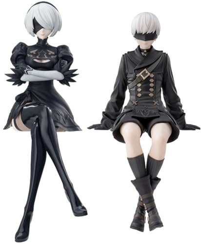 Tongyundacheng Automata 2B & 9S YoRHa Figur Nr. 2 Typ B/Nr. 9 Typ S Spiel Anime Actionfigur PVC sitzendes Modell Statue Dekoration Desktop Ornamente