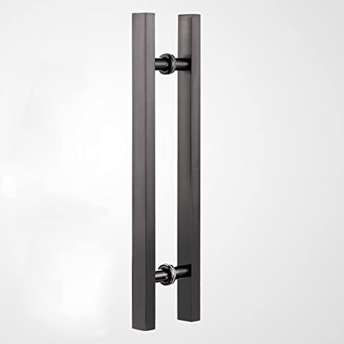 Maniglia per porta in vetro a forma piatta nera per porte interne ed esterne (61 cm/81,3 cm)