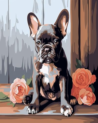 ANSIWEIGO Kit de peinture à numéros pour chien - Créez votre propre chef-d'oeuvre avec un kit de peinture facile à suivre,40x50 cm,sans cadre