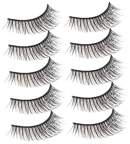 TOVINANNA Lot de 5 Paires de Faux Cils Naturels avec Strass Moelleux pour Filles Et Femmes Fournitures de Maquillage