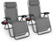 Keplin Gravity Chairs 2 Pack - Adjustable Reclining Zero Gravity Lounger for Garden & Patio - Foldable Lightweight Chairs with Ergonomic Support - Durable Textilene Fabric & Non-Slip Feet-DarkGrey 2pk