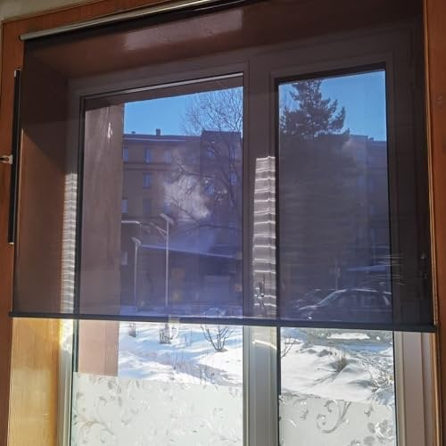 One-Way Privacy Shade Daytime Roller Blinds See Through Mirrored Thermal Insulation No Drill Window Cover for Office Bathroom Patio Wide 60 110 120 130 cm(Blue,W 60xH 200cm)