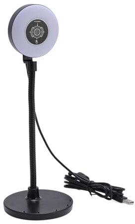 5MP Webcam, Touch Control Auto Focus Streaming Web Camera with Microphone and Fill Light, 3 Lighting Modes, Adjustable Gooseneck USB Webcam for Desktop Computer, Laptop