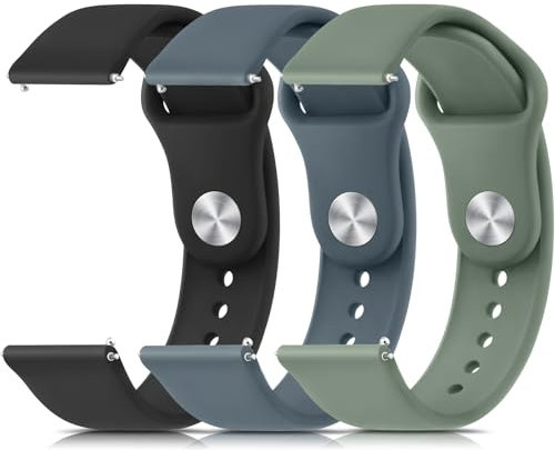 ZGCE 3 Stück Silikon Uhrenarmbänder 20mm 22mm, Schnell Lösbare Wasserdichte Weiche Armband, Uhren Zubehör Armbänder Sport Ersatzarmband für Damen Herren