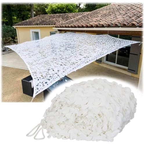 Tarnnetz Sonnenschutz, Camouflage Netz Weiß Sonnensegel, 1.5x2m Tarnung Netz für Deko, Jagd, Camping, Outdoor, Sichtschutz, Leicht Langlebig