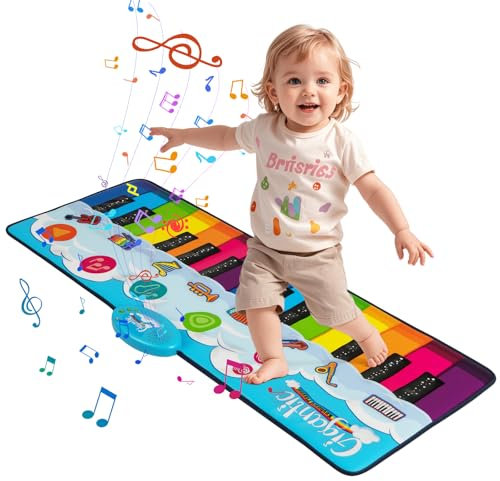 COSTWAY Tappetino Musicale, 24 Tasti Tappeto Pianoforte con 8 Suoni, Giocattolo Educativo per Bambini 1+ Anno, Regalo per Ragazzi (120 x 47 cm)