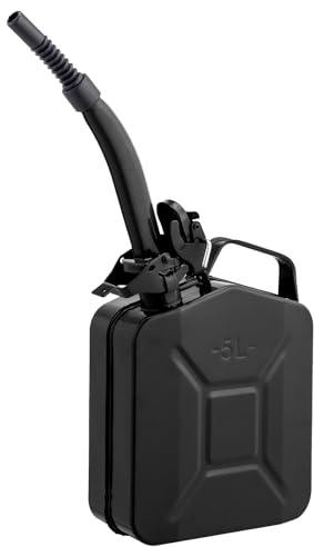 HOBBYZOO Jerrican Bidon Essence 5L Métal avec Bec Verseur (Noir) | Réservoir Carburant Portable pour Essence, Diesel et Bioéthanol
