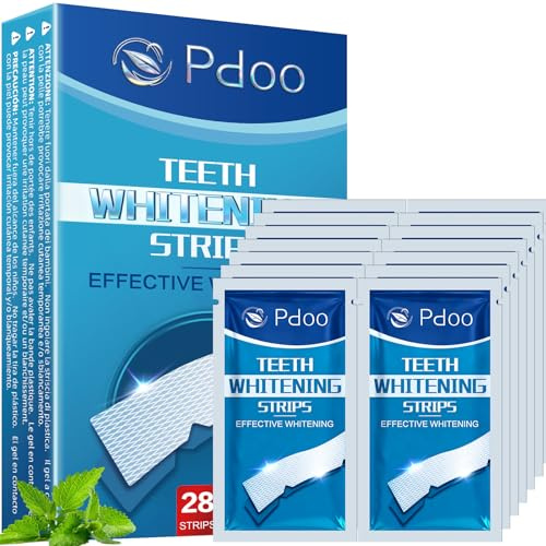 Whitening Strips for Sensitive Teeth 14 Treatments - Gentle Formula for Daily Use, Effectively Removes Coffee, Tea, Smoke Stains Without Pain, 28 Non-Slip Strips for Whiter Smile