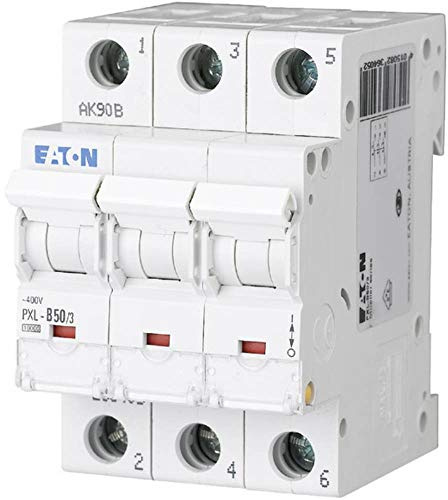 Eaton PXL Miniaturüberlastschalter Typ C, Pol 3-polig 50A 400V ac, Abschaltvermögen 10 kA xPole 48 V dc