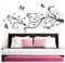 Grandora Wandtattoo XXL Blumenranken Schmetterlinge Blumen I schwarz (BxH) 90 x 39 cm I Schlafzimmer Liebe Flur Wohnzimmer modern Aufkleber Wandaufkleber W1073