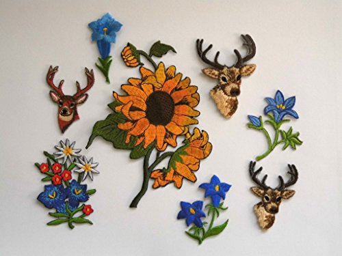 8 Applikationen Patch Sticker Bügelbild Aufbügler Iron on Patches Trachten Wiesn trachtenset7