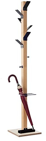 Paperflow easyCloth Plus Moderner Garderobenständer und Schirmständer, Garderobenständer & Regenschirm, schwarze Haken