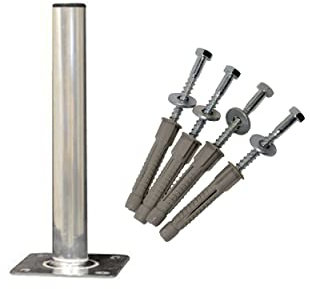 Premium X 60cm Ø 50mm Standfuß Aluminium Antennen-Mast Rohr-Ständer Mastfuß Flachdach-Halterung für Satellitenschüssel SAT-Spiegel inkl. Boden-Montage Schraubensatz
