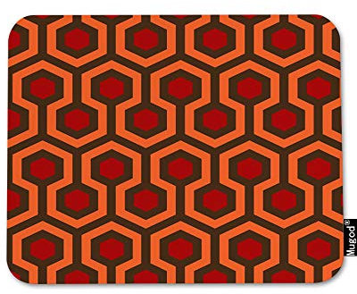 Mugod Hexagon Pattern Mouse Pad Geometric Trellis Polygon Red Orange Dark Brown Mouse Mat Non-Slip Rubber Base Mousepad for Computer Laptop PC Gaming Working Office & Home 9.5x7.9 Inch