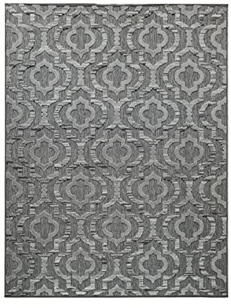 TT Home Moderner Outdoor Teppich Wetterfest Innen & Außenbereich Marokko Design In Grau, Größe:200x290 cm