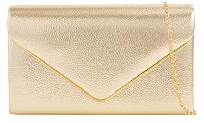 Leah Ward Women's Faux Leather Flap Clutch Bags Wedding Party Handbags For Women (Gold)