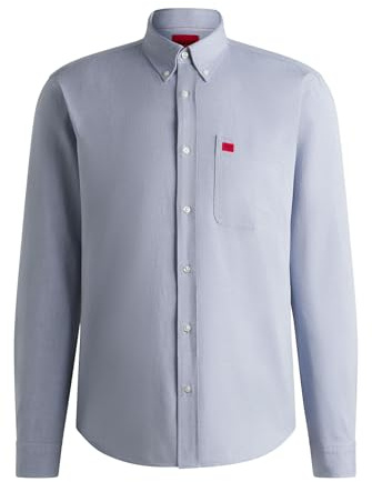 HUGO Herren Evito Slim-Fit Hemd aus Oxford-Baumwolle Blau M
