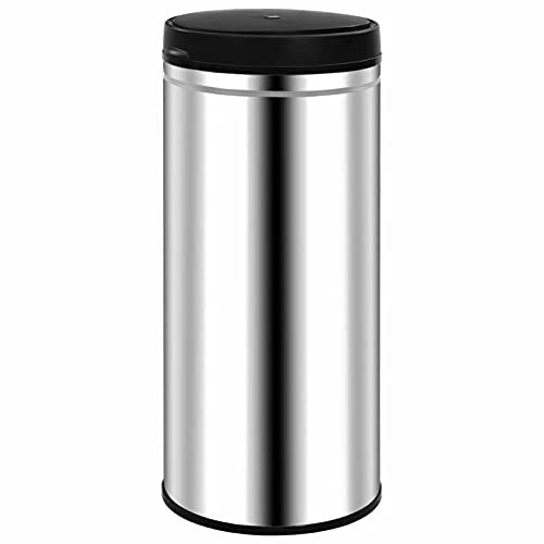 Kstyhome Poubelle à Capteur Automatique 80 L, Bacs à Ordures de Cuisine Acier Inoxydable, avec voyants LED