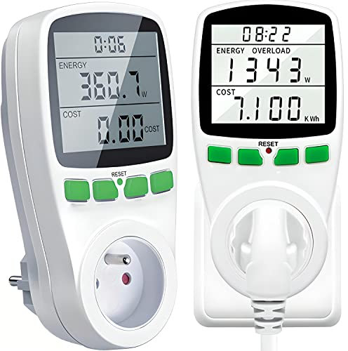 Retoo Strommessgerät mit Überlastsicherung 3600W, Stromzähler für Steckdose, Energiekostenmessgerät, Stromverbrauchsmesser, Stromkostenmessgerät, Stromverbrauchszähler, Stromverbrauch-Messgerät