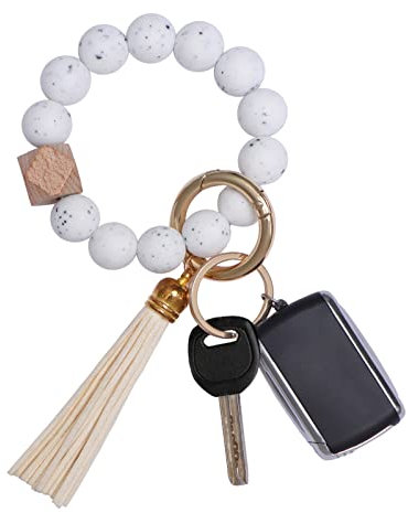 AOKSUNOVA Porte Clef Voiture Femme Porte Clé Bracelet Fille Porte-Clés Blanc (Ys-001)