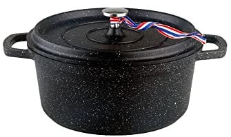 KAMBERG - 0008194 - Cocotte Ø 20 cm Ronde Noire - Fonte d'aluminium - Revêtement pierre - Tous feux dont induction - Sans PFOA