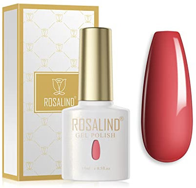 ROSALIND UV Nagellack Rot Gel Nagellack 15ml Soak Off Nail Gel Polish für UV LED Nagellampe Langlebige French Maniküre Nagelgellack