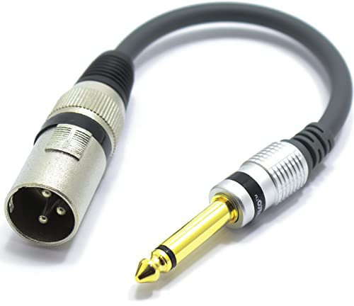 VITALCO Adaptateur XLR Mâle vers Jack 6.35mm Mono Audio Prise 3 Broches Connecteur XLR vers Mâle Jack 6.35 TS Câble de Connexion Microphone