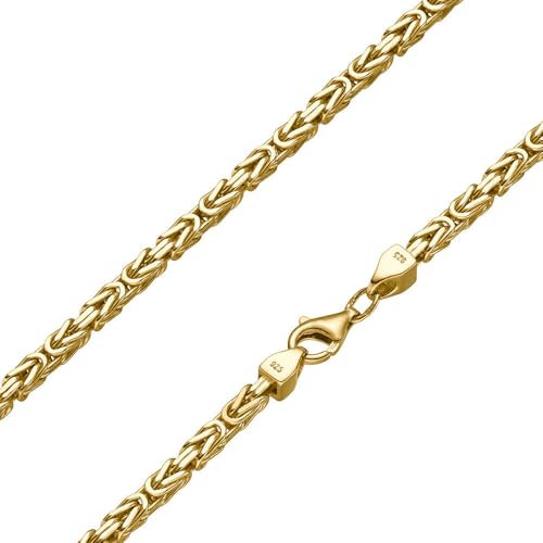 SchmuckForever Vergoldete Königskette 3mm 925 Silber massiv - Länge Wählbar Vergoldet Collier Halskette oder Armband (20)