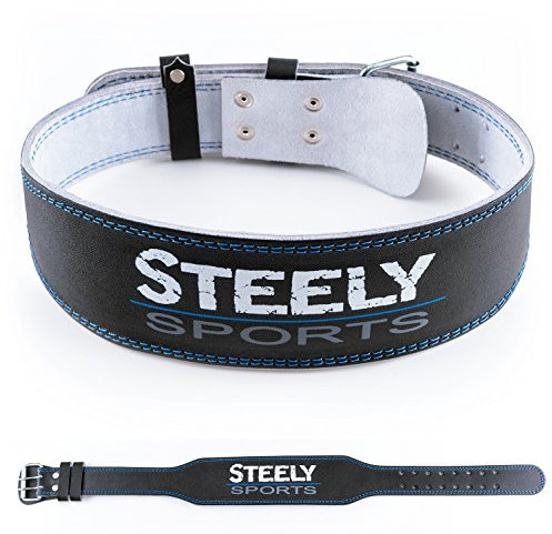 STEELY SPORTS Herren Gewichthebergürtel Leder/Trainingsgürtel (L) (Krafttraining Bodybuilding Gürtel, Gurt Gewichtheber, Fitnessgürtel, Zubehör)