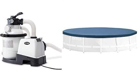 Intex filtre à sable sx1500 4m3/h pour piscine jusqu'à 24m3 & bâche protection pour piscine ronde 3m66