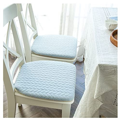 Yadlan Stuhlkissen Landhausstil mit BäNdern, Esszimmerstuhl Sitzkissen 40x40 4er Set, Waschbar Halbrund Stuhlauflagen KüChenstuhl, Universell für alle Jahreszeiten(Color:Hellblau)