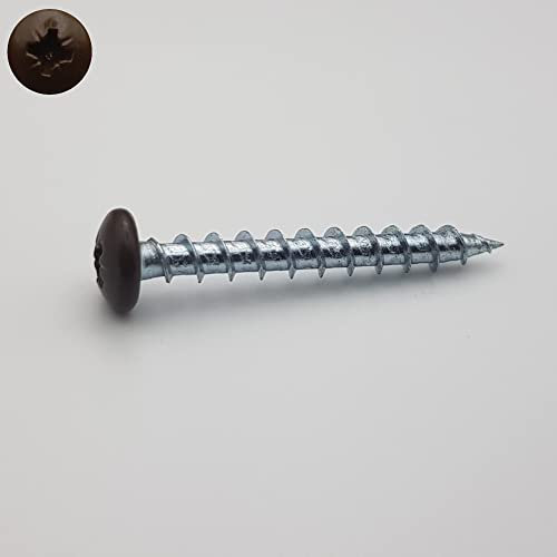 Vis à bois 5x40 mm RAL 8014 Brun sépia marron tête cylindrique Pz2 Zi par 100