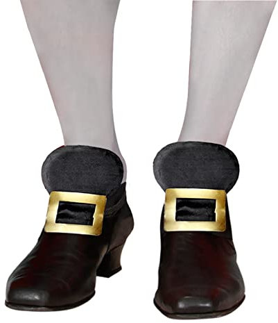 MIMIKRY Schuhschnallen aus Metall mit Kunstleder-Lasche Gold/Schwarz Edelmann Edelfrau Vampir Pirat Barock