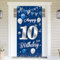 10.Geburtstag Banner Blau Silber,BTZO 10.Geburtstag Jungen,Deko 10.Geburtstagsfeier Mädchen,10 Geburtstag Poster Hintergrund Banner für 10 Party Geburtstagsdeko