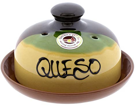CERÁMICA ESPAÑA | Quesera | Quesera artesanal | Quesera cerámica | Quesera Amazon | Quesera pequeña - Modelo M01 | 18.5x18.5x12 cm