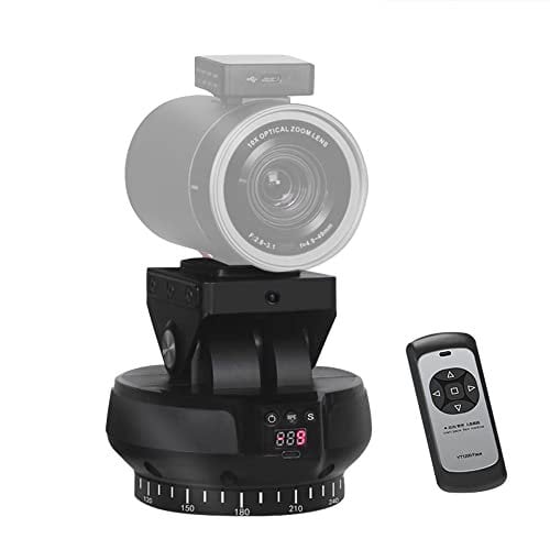 Andoer YT1200 Motorised Pan/Tilt Head, Panoramic Tripod Head 360° Rotation 9 Levels Adjustable with Remote Control Phone Clip for Smartphone Camera Video Recording Live Streaming Vlog