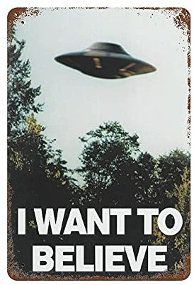 Lsjuee I Want to Believe UFO Retro Metallschild Vintage Great Aluminium Blechschild Wanddekoration 11,8 x7,9