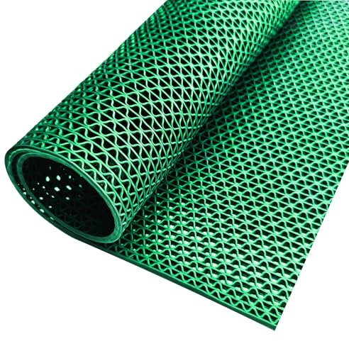 Floordirekt Z-Mat 120 x 800 cm, Grün - PVC Bodenmatte für Nasszonen - Meterware - Drainage-Wirkung - Rutschsicher - Antibakteriell - Saunaläufer Duschmatte Bodenrost Antirutschmatte