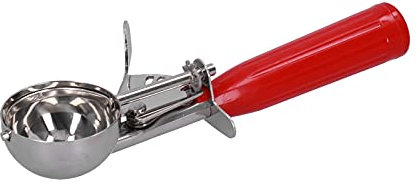 Ice Cream Ball Scoop, Tragbarer Eisportionierer mit Kunststoffgriff, Eislöffel, Keks, Obst, Dessertschaufel, Küchenzubehör für das Heimcafé (Rotes Medium)