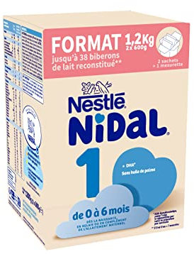 Nestlé Nidal 1 Milchpulver, für Babys ab der Geburt bis 6 Monate, 2 Beutel à 600 g