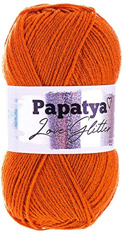 100g Strickgarn Papatya Love Glitter Wolle Häkelgarn Glitzerwolle Farbwahl, Farbe:8055 kürbisorange