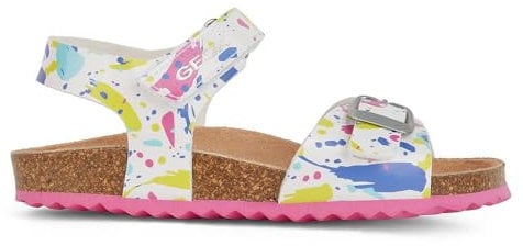 Geox Girl's J Adriel C Sandal, White fuchsia, 12.5 UK
